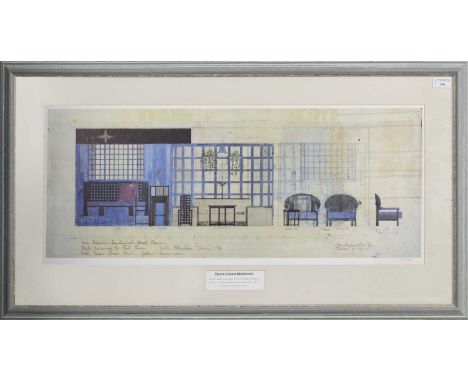 CHARLES RENNIE MACKINTOSH 'DESIGN FOR THE REST ROOM..., THE WILLOW TEA ROOMS',limited edition print no. 502/850, mounted with