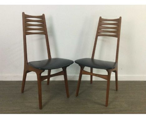 SET OF FOUR BOLTINGE STOLEFABRIK TEAK DINING CHAIRS,circa 1960s, produced to the design by Neils Møller model 83, with raised