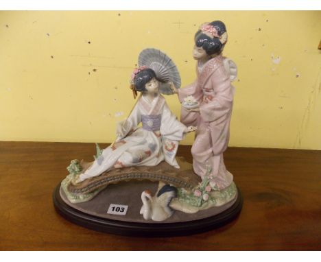 LLADRO FIGURE GROUP 1445 "SPRINGTIME IN JAPAN" 32CM HIGH