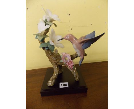 LLADRO FIGURE GROUP "HUMMINGBIRD" 28CM HIGH SOME PETALS A/F