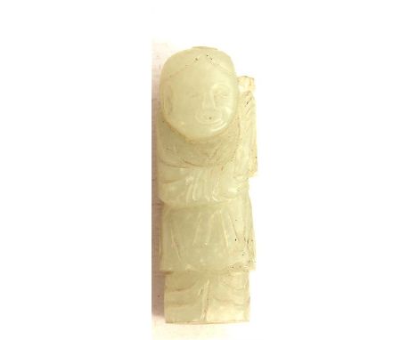 A 19th Century Celadon jade figure of a boy. H- 4.5cm