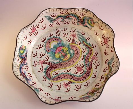 A late 18th /early 19th century CHINESE Jiaqing (1795-1820) Cantonese large enamel bowl decorated centrally with a colourful 