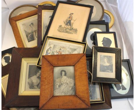 A large collection of various portrait miniatures.
