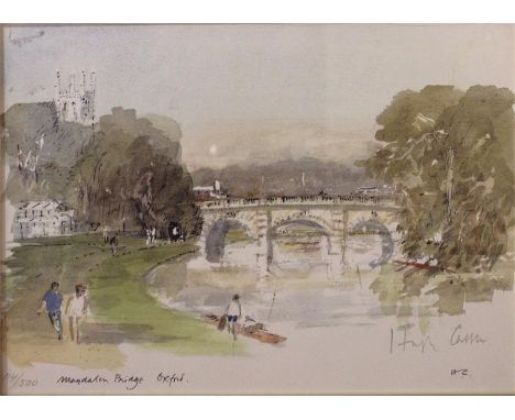 Sir Hugh Casson 1910-1999 lithographic print of Magdalen Bridge, Oxford, 114/500 signed 'H C' 33 x 25 cm&nbsp;