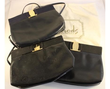 A collection of 3 vintage Ferragamo handbags