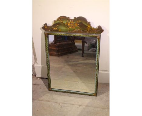 An antique Chinoisserie Mirror, the top pediment with huntsman scene. 60x40cms.