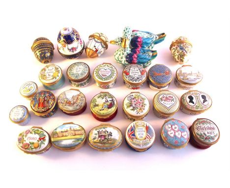 A large Quantity of Halycon Days enamel boxes and a damaged Herend animal group.