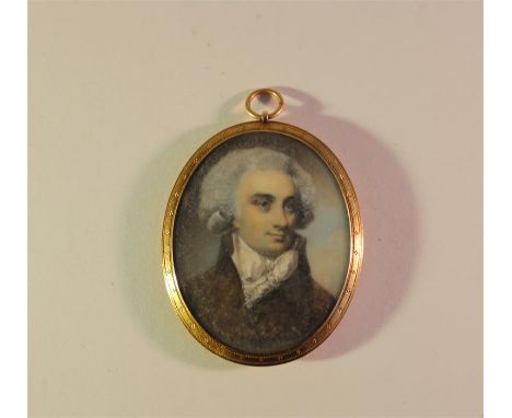 A fine quality early 19th century portrait&nbsp; miniature of a Gentleman attributed to George Englehart, finely woven hair t