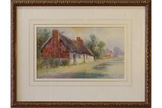 Albert Proctor 1885 1904 Framed Water Colour Depicting A Village