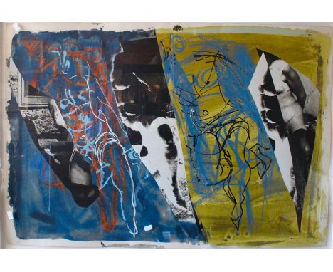 A large John Piper (4/50) signed lithograph, abstract forms. 80cm X 115cm excluding frame. Perfect condition.