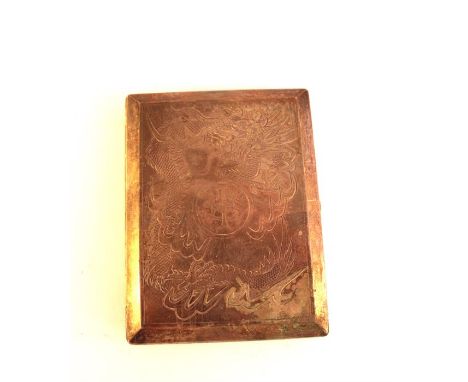 An early 20th cent Chinese silver export cigarette case, marks for Zee Sung, elaborately engraved five claw dragon. Weight 15