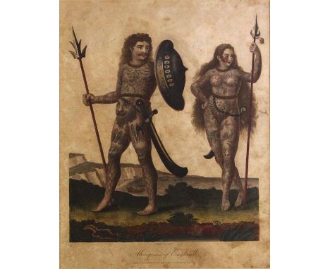 Framed print of "Aborigines of England"" J. Willies. 36cms x 30cms."