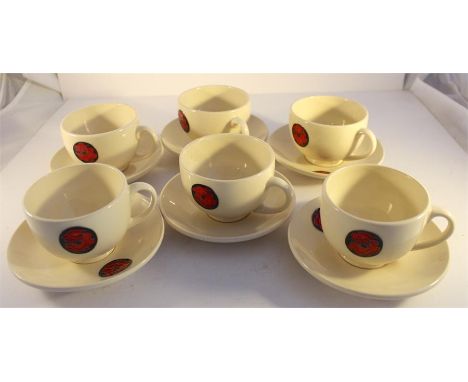 Set of 6 Moorcroft "Poppy"" cups and saucers"