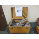 NSK Japan Micrometer Set, 0-1''- 11-12'', With Wood Case