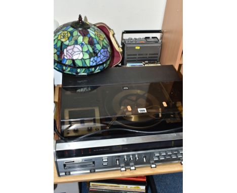 A COLLECTION OF HOUSEHOLD AND VINTAGE ELECTRICAL EQUIPMENT including a Winthronic President Music Centre with turntable, eigh