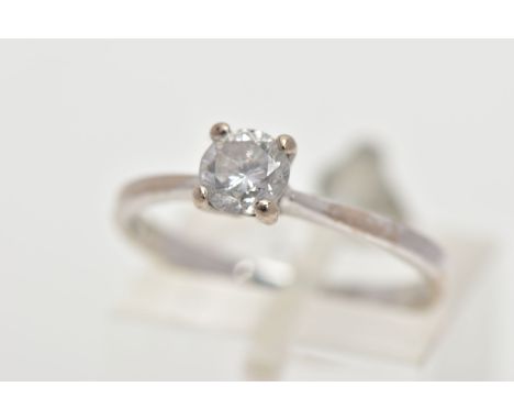 AN 18CT GOLD DIAMOND SOLITAIRE RING, a round brilliant cut diamond, estimated diamond weight 0.50ct, colour assessed as J-K, 