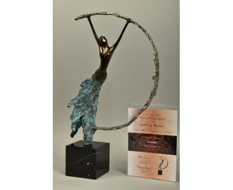 JENNINE PARKER (BRITISH CONTEMPORARY) 'MOONLIGHT', a limited edition bronze sculpture 154/195, depicting a female figure with