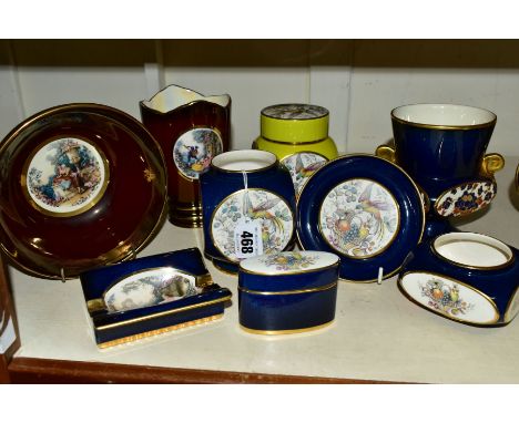 NINE PIECES OF CARLTON WARE DECORATED WITH ENCHANMENT MEDALLION, MALVERN (FRUIT &amp; BIRD) AND PLAIN WITH FLORAL, on Rouge R