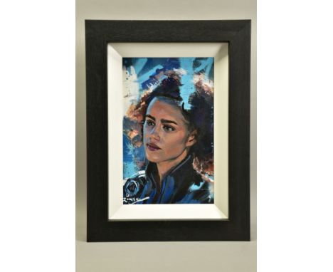 ZINSKY (BRITISH CONTEMPORARY) 'MISSANDEI', a portrait of Nathalie Emmanuel as her Game of Thrones character, signed bottom le