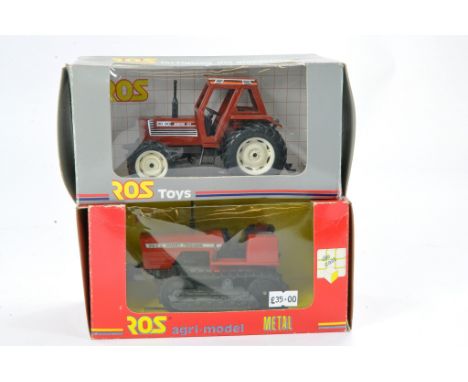 ROS 1/32 model farm issues comprising hard to find Massey Ferguson 294C Crawler Tractor plus Fiat 80-90. Generally appear exc