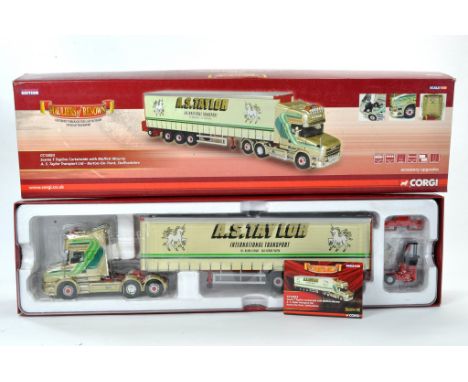 Corgi 1/50 Diecast Model Truck Issue comprising no. CC12823 Scania T Topline Curtainside with Moffett Mounty in livery of AS 