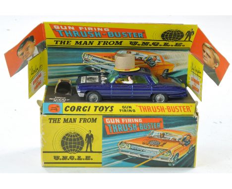 Corgi No. 497 The Man from Uncle Thrush Buster. Blue body, with plastic and silver trim, inc ring, roof protection pcs plus l