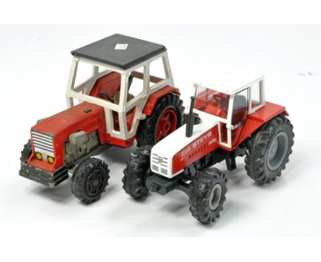 Conrad 1/50 Model Farm issue comprising Steyr Tractor, excellent plus Majorette worn issue. 