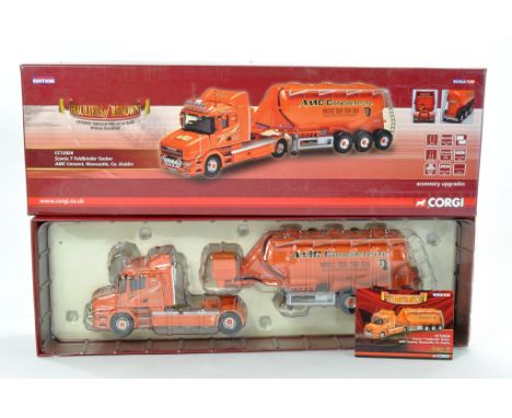 Corgi 1/50 Diecast Model Truck Issue comprising no. CC12828 Scania T Feldbinder Tanker in the livery of AMC Cement. Good, mir
