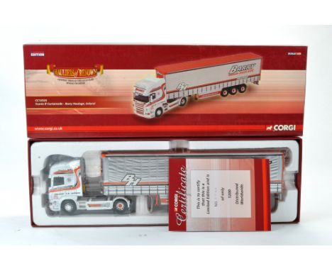 Corgi Diecast Model Truck Issue comprising No. CC13725 Scania R Curtainside in the livery of Barry Haulage. Appears excellent