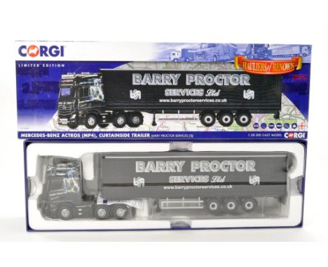 Corgi 1/50 Diecast Model Truck Issue comprising no. CC15810 Mercedes Benz Actros Curtainside in the livery of Barry Proctor. 