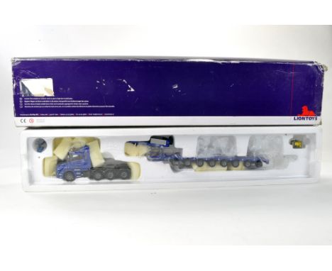 Lion Toys 1/50 Diecast Model Truck Issue comprising Scania T Nooteboom Trailer. Fair, likely displayed with cosmetic wear exp
