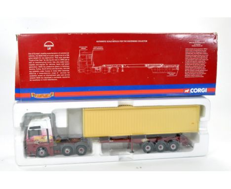 Corgi 1/50 diecast model truck issue comprising No. CC13416 MAN TGA XXL Skeletal Trailer with Container. Generally good, mirr