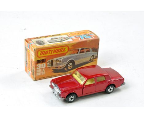 Matchbox Superfast comprising No. 39b Rolls Royce. Metallic red, off whit interior, chrome trim, unpainted base. Very good to