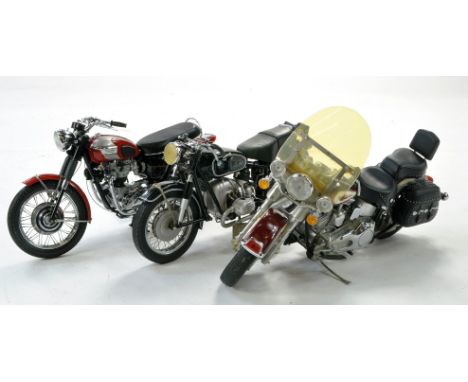 Trio of Franklin Mint Motorcycles including BMW and Harley Davidson. Some faults throughout hence fair to good. 