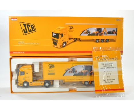 Corgi 1/50 Diecast Model Truck Issue comprising no. CC13237 DAF XF Space Cab Exhibition Trailer in the livery of JCB. Looks v