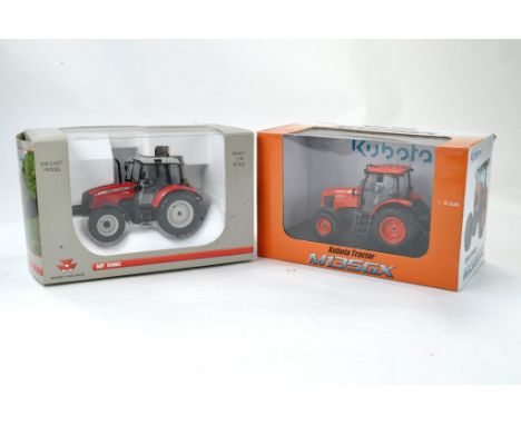 Universal Hobbies 1/32 farm issue comprising Massey Ferguson 5480 Tractor. Appears excellent and secured in box plus Kubota M