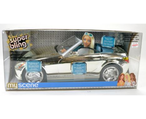 Mattel Early 00's Barbie My Scene Series Super Bling Chrome Car. Secured in box, Excellent. Box Excellent. 