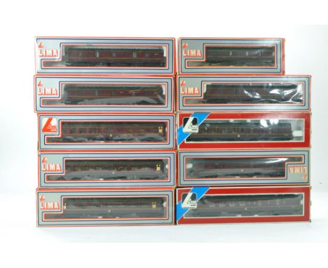 Ten Lima Model Railway 00 Gauge Coaches / Vans, British Rail livery. Look to be without significant fault with boxes. 