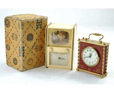 Rolls Royce Inscribed Mantle Clock plus unusual TV Set themed musical alarm cock with plastic surround, in working order. 