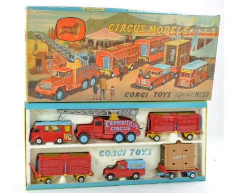 Corgi No. GS23 Chipperfields Circus Gift Set (1st Issue) containing Mobile Booking Office, Scammell 6-wheeled Crane Truck,  2