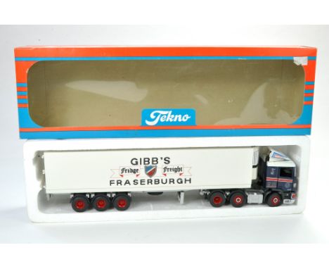 Tekno 1/50 Model Truck issue comprising Leyland DAF Fridge Trailer in the livery of Gibbs. Appears generally excellent in ori