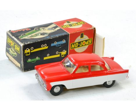 Triang Spot-On No. 100/SL Ford Zodiac Saloon. Two tone Red and White, light tan interior with driver figure. Generally Excell