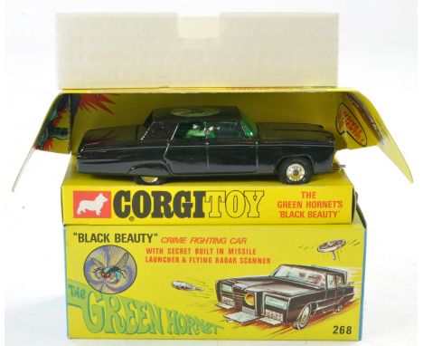 Corgi No. 268 The Green Hornet Black Beauty. Gloss black body, green tinted windows, spun hubs including instruction pack wit