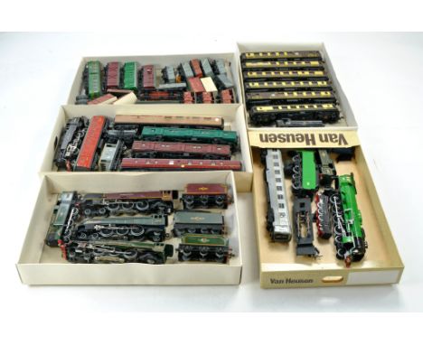Model Railway comprising trays of various wagons and coaches including Pullman Coaches and locomotives. Loco's are untested.