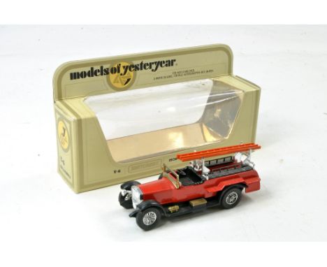 Matchbox Models of Yesteryear Y6 Rolls Royce Fire Engine. Matt Black Base with Y7. Excellent. 