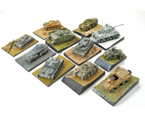 Eleven professionally made Military Vehicle Models, in plastic with bespoke diorama bases, mostly 1/35 scale. Extremely Fragi