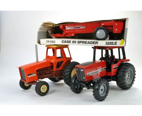 Ertl 1/16 Model Farm Trio comprising Allis Chalmers, International 5288 plus Case IH Spreader. Generally very good to excelle