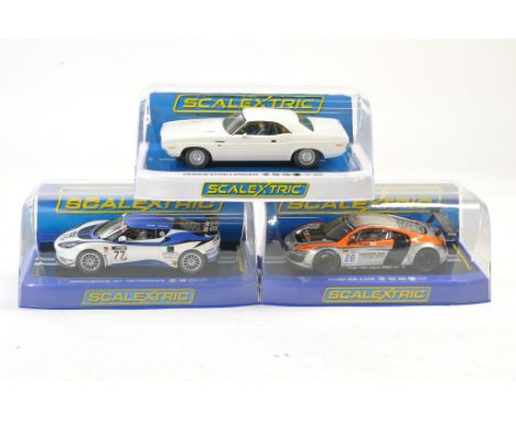 Scalextric - Slot Car Interest comprising trio of boxed issues including No. C3060 Audi R8 LMS, C3935 Dodge Challenger White 