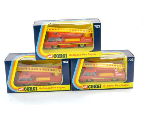 Corgi Trio of No. 703 Fire Engine. Excellent in Boxes. 