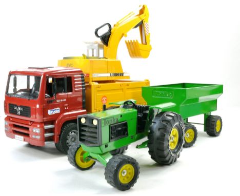 Bruder MAN Tipper plus Excavator plus Tonka Tractor. Good to very Good. 